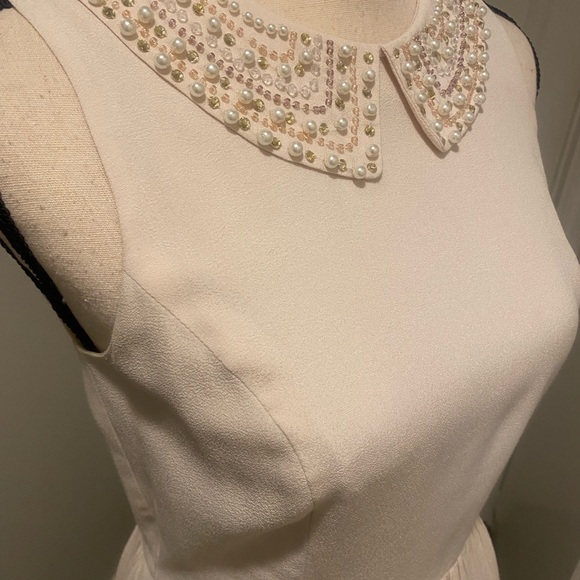Kenzie Women’s Sleeveless Elegant Short Cream Dress Pearl Beads Accents size 4 - Picture 5 of 17